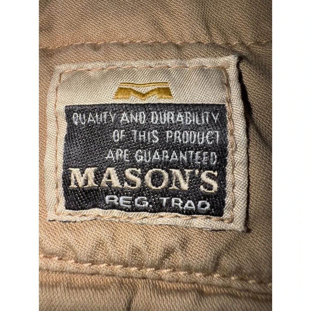 Masons Mens Tan Cotton Twill Chino Pants Button Fly Camo Lined Khaki 37x33